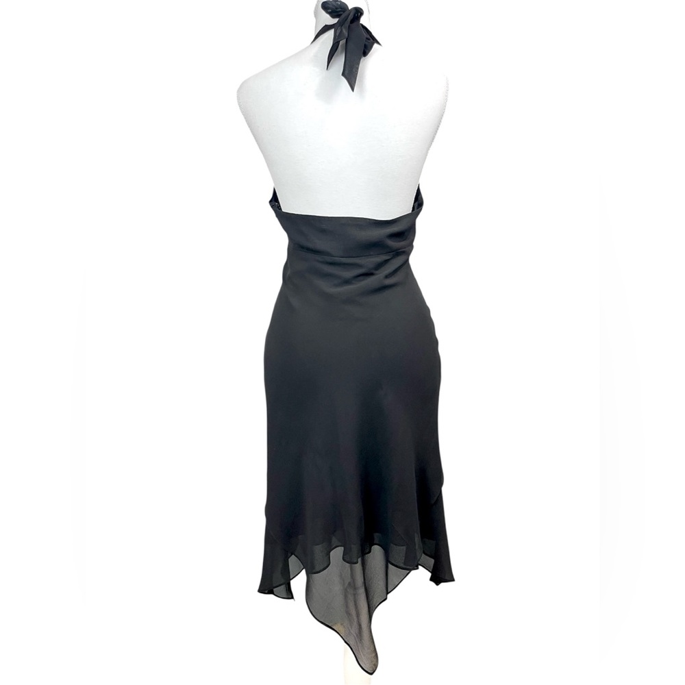 Y2K BCBGMAXAZRIA Asymmetric Silk Midi Beaded Babydoll Dress Fairy Whimsigoth - Picture 5 of 12